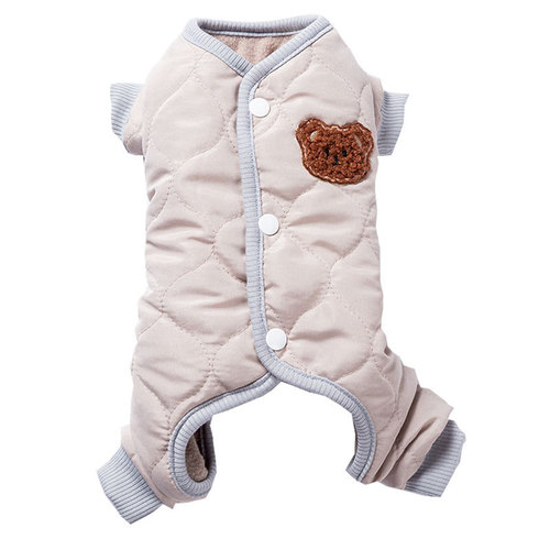 Simple patchwork quilt cotton small dog four-legged clothes cute bear autumn and winter warm small pet cat clothing