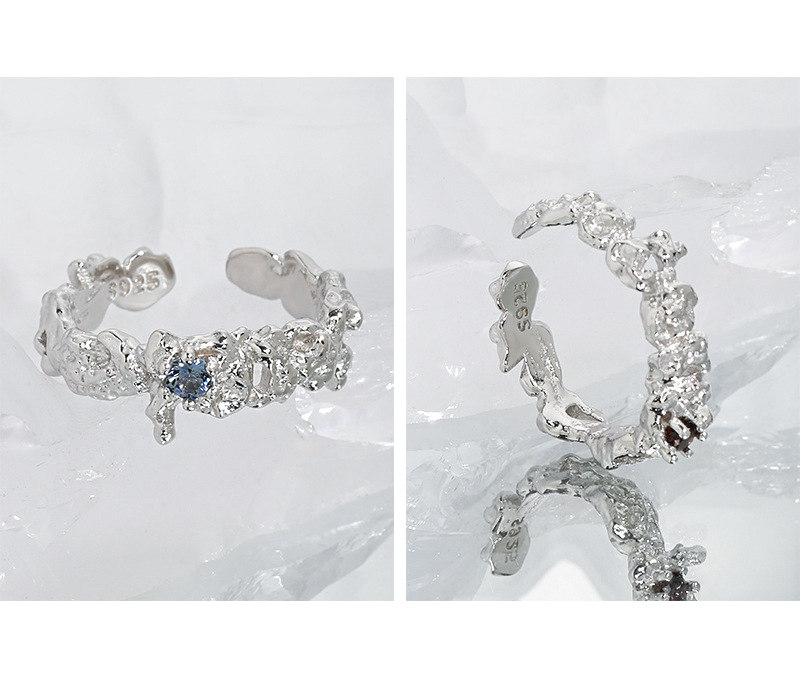 Casual Geometric Sterling Silver Plating Zircon Open Ring 1 Piece