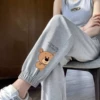 Letter Bear beam gray pants thin