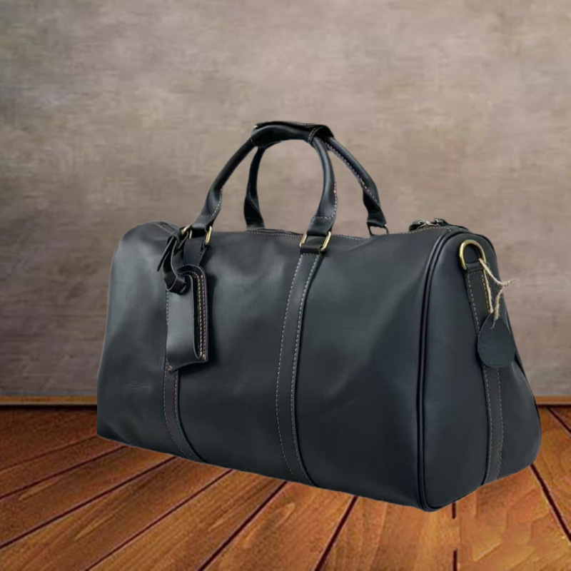 Bolso de viaje unisex de cuero transfronterizo Bolso de gimnasio de mensajero de un solo hombro Bolso de equipaje ultraligero de cuero curtido vegetal