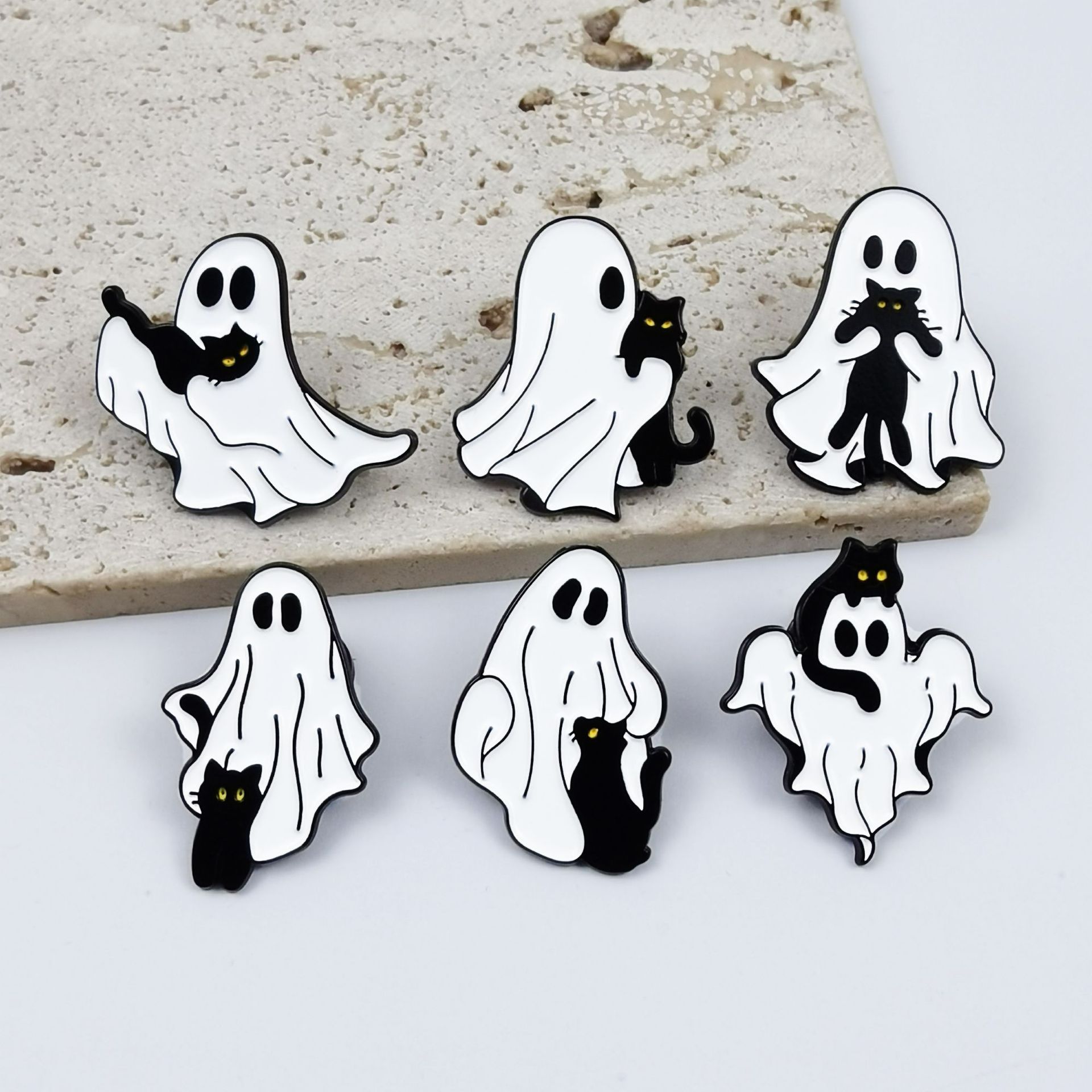 Broche de Gato Negro de Halloween de Aleación de Zinc Decorativo para Ropa