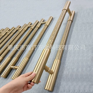 高汀工厂定制不锈钢门拉手黄铜防指纹玻璃门把手简约别墅大门拉手