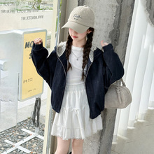 女大童春秋款外套2025新款中大童洋气韩版蕾丝牛仔上衣时髦衣服潮