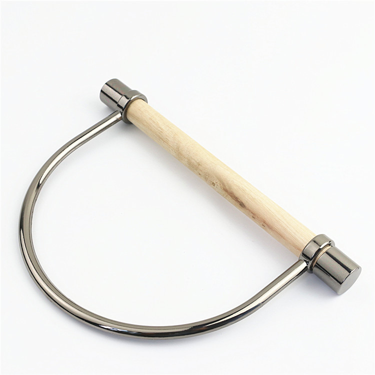 Mango combinado de metal y madera para bolsos artesanales y accesorios de equipaje