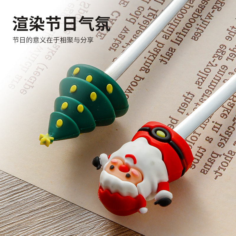 Cuchara de Navidad transfronteriza cuchara de dibujos animados cuchara de muñeco de nieve creativa de alto valor de cara cuchara de postre de Navidad horquilla de regalo cubiertos
