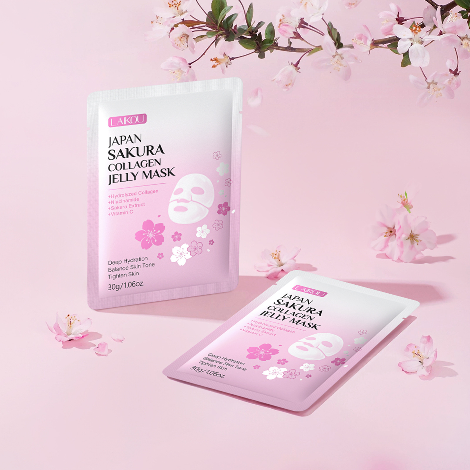 Cross-border new product Laikou Cherry Blossom Collagen Jelly Mask 30g Hydrating, Moisturizing and nourishing, one-piece consignment from the manufacturer undefined