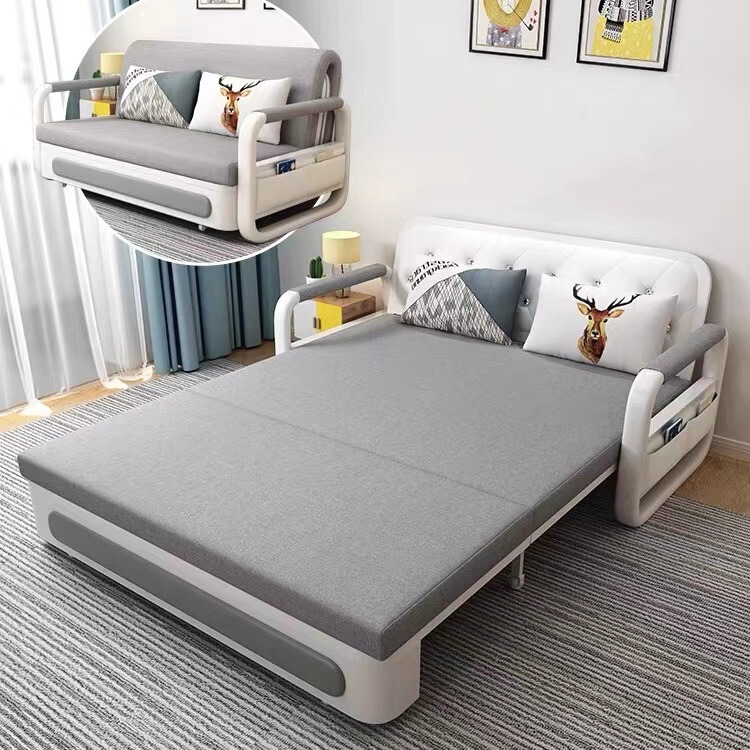 Sofa Bed Dual-use Simple Multi-functional Storage Telescopic Small Apartment Living Room Push-pull Single Double Folding Sofa