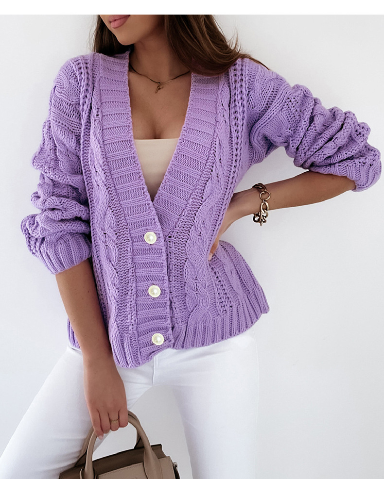 thick thread twisted rope button knitted cardigan nihaostyles clothing wholesale NSMMY84048