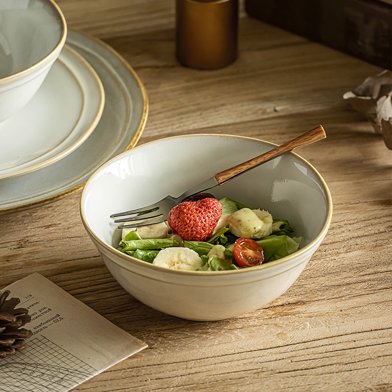 Vajilla de cerámica de la vendimia de estilo europeo Beiyu Sheng serie Tazón plato traje hogar ensalada plato pasta plato de aspecto alto