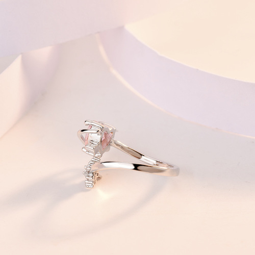 Internet celebrity hot selling original new love pink diamond hexagram open ring female princess dream girl romantic light luxury