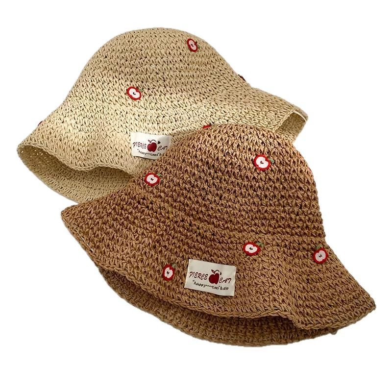 Соломенная летняя шляпа с солнечной защитой Apple Summer Beach Straw Hat, пляжный стиль, светлый оттенок или цветной, стандартная посадка