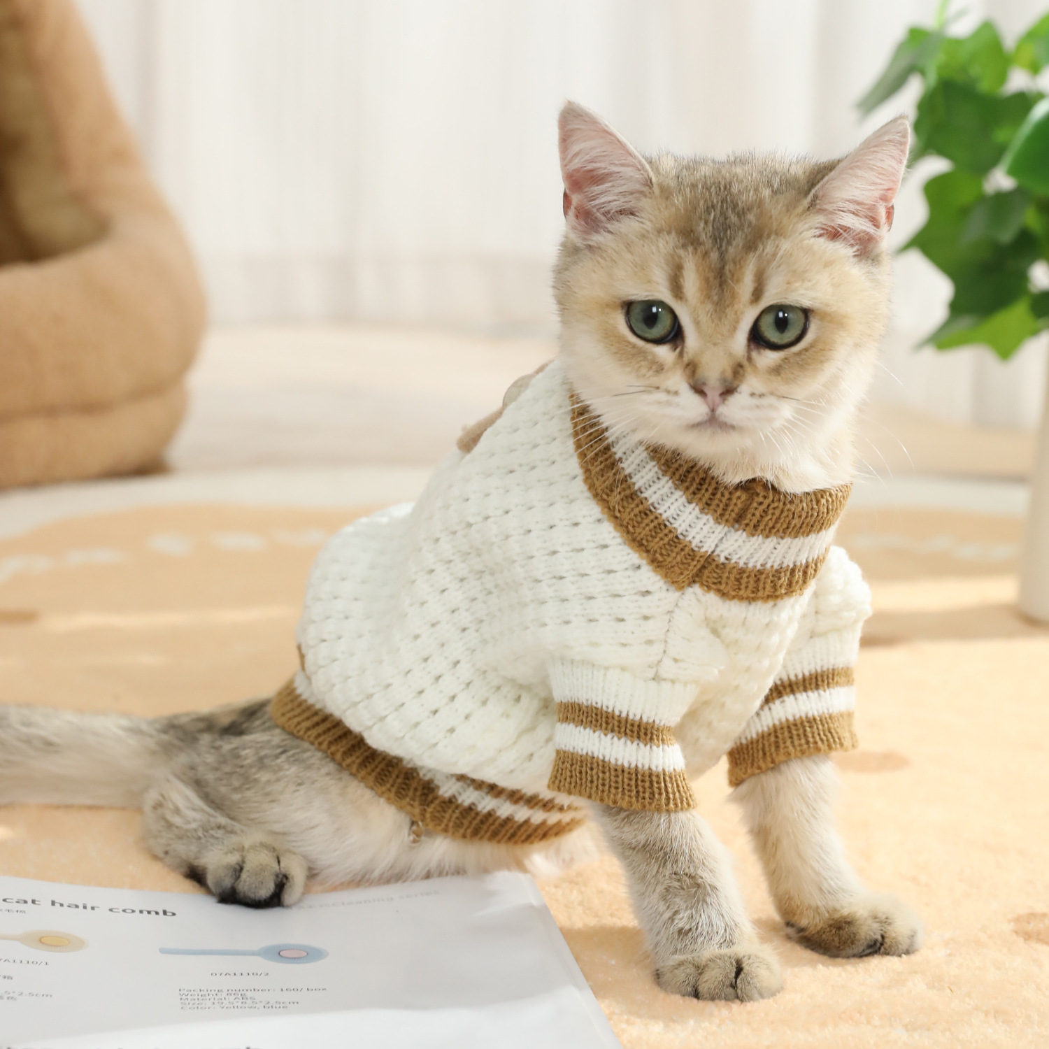 Z nueva ropa de gato acrílico dibujos animados suéter osos perros y gatos pequeños chaleco de punto cálido ropa de mascotas
