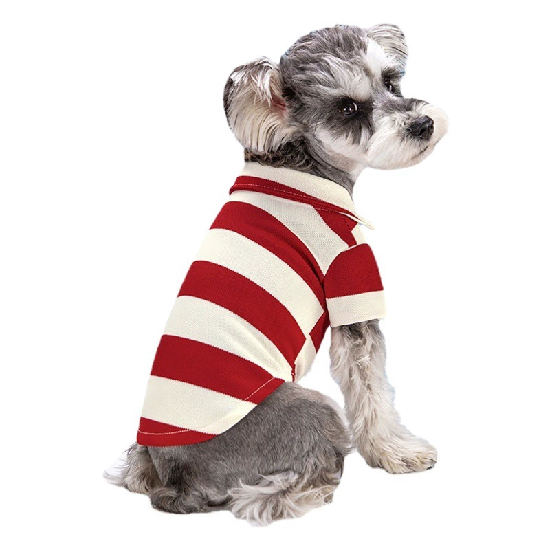 2023 новая весенне-летняя рубашка-поло для собак в полоску эластичная футболка с лацканами из бисера одежда в полоску для кошек