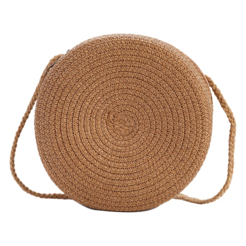 Round cake woven straw bag children's baby Travel Messenger Bag Girl's new western style small bag cute all-match summer
