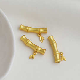 沙金保色包金叶片竹节弯管 25mm竹报平安转运套管diy手链饰品配件