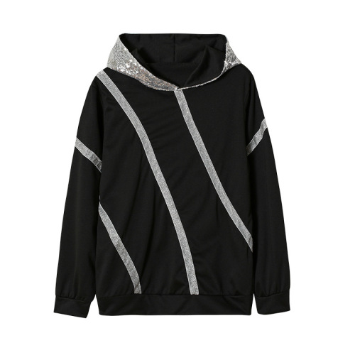 Women's Loose Hooded Sweatshirt with Sequins - Autumn/Winter European and American Style