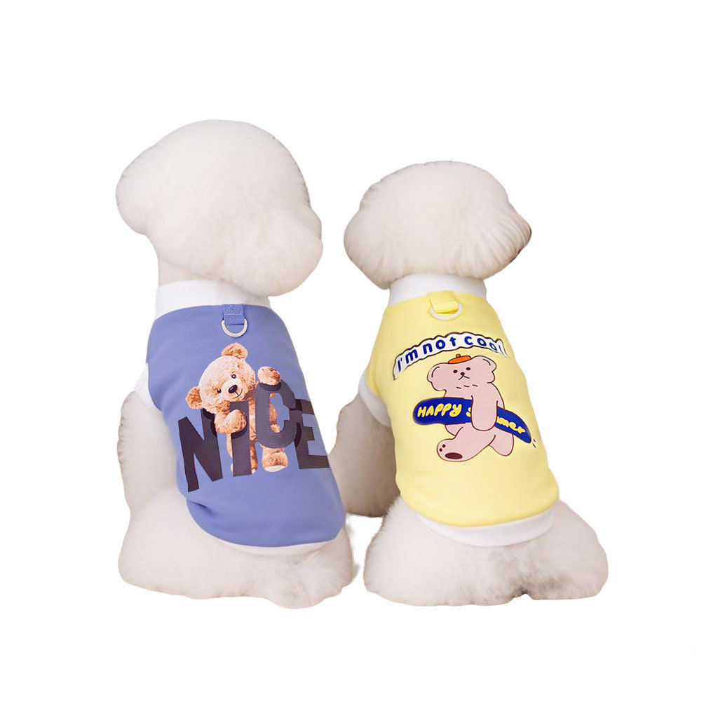 Perro mascota ropa para perros ropa para mascotas primavera y verano bichón peluche chaleco para mascotas tirantes camiseta con estampado de waffle
