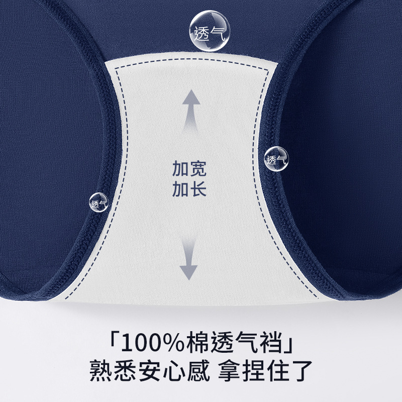 Bragas de algodón de oso para mujer, entrepierna antibacteriana para mujer, nuevo estilo americano retro para niña, pantalones cortos, ropa interior azul para mujer