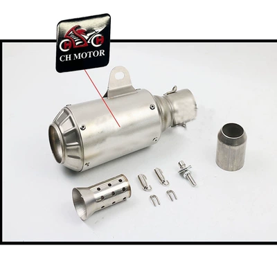 Motorcycle exhaust muffler, street-style exhaust pipe, large exhaust for NK250, CFMOTO, Huanglong 600, Ghost Fire, Ninja (Exhaust pipe) - short-silver