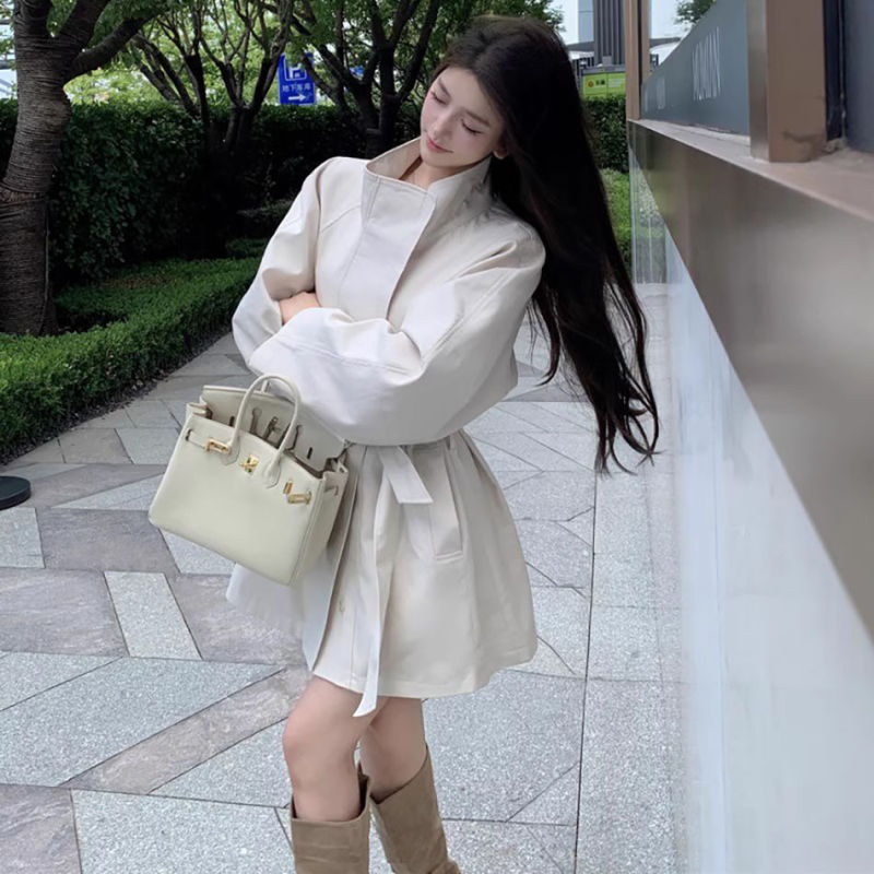 春秋中长款气质英伦风衣女时髦小个子感西装外套潮|undefined