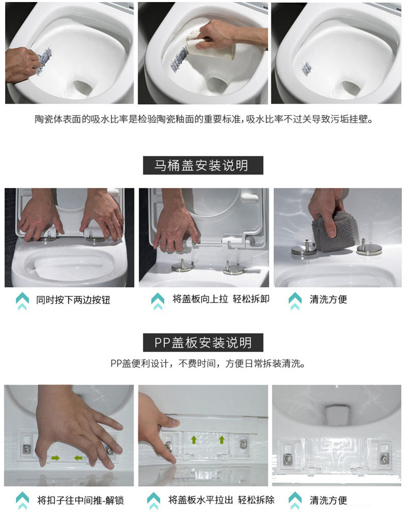 Foreign trade manufacturer wall-hung toilet Wall-mounted ceramic toilet, hanging toilet bowl, goose egg wall-mounted drainage, direct flush Specification drawing
