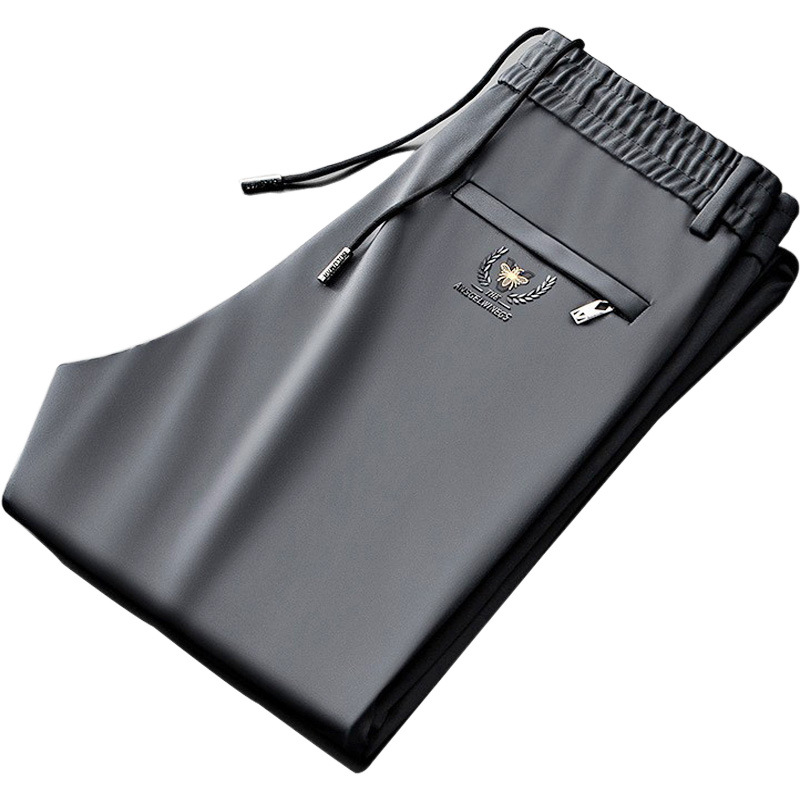 Pantalones casuales de verano, pantalones rectos para hombres, cintura elástica, pantalones para hombres, cintura elástica joven y mediana edad, pantalones deportivos de talla grande