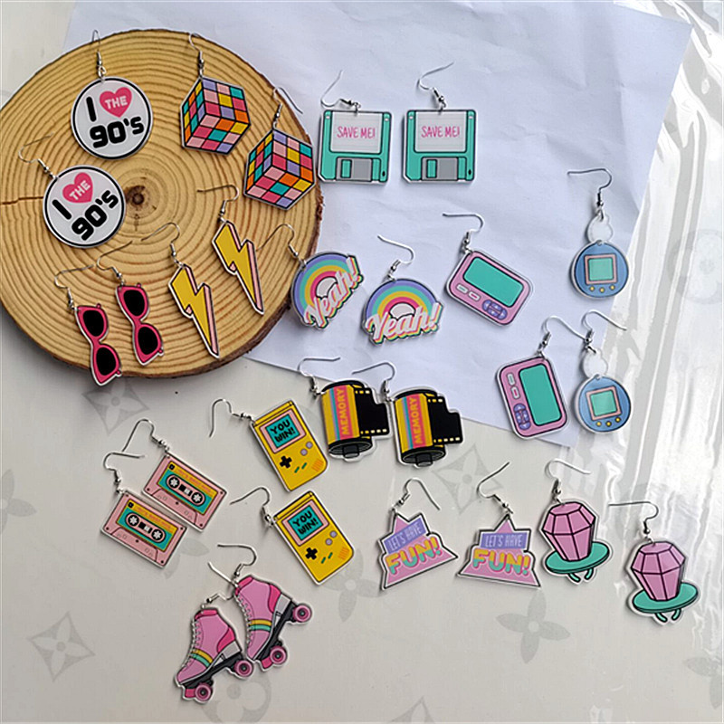 9g Weight 1 Pair Fashion Cartoon Arylic Drop Earrings