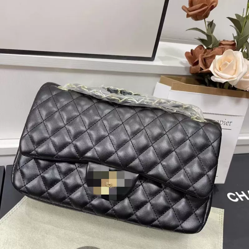 外贸高级感经典女包小香风CF羊皮纹菱格绣线单肩包批发斜跨包Bags