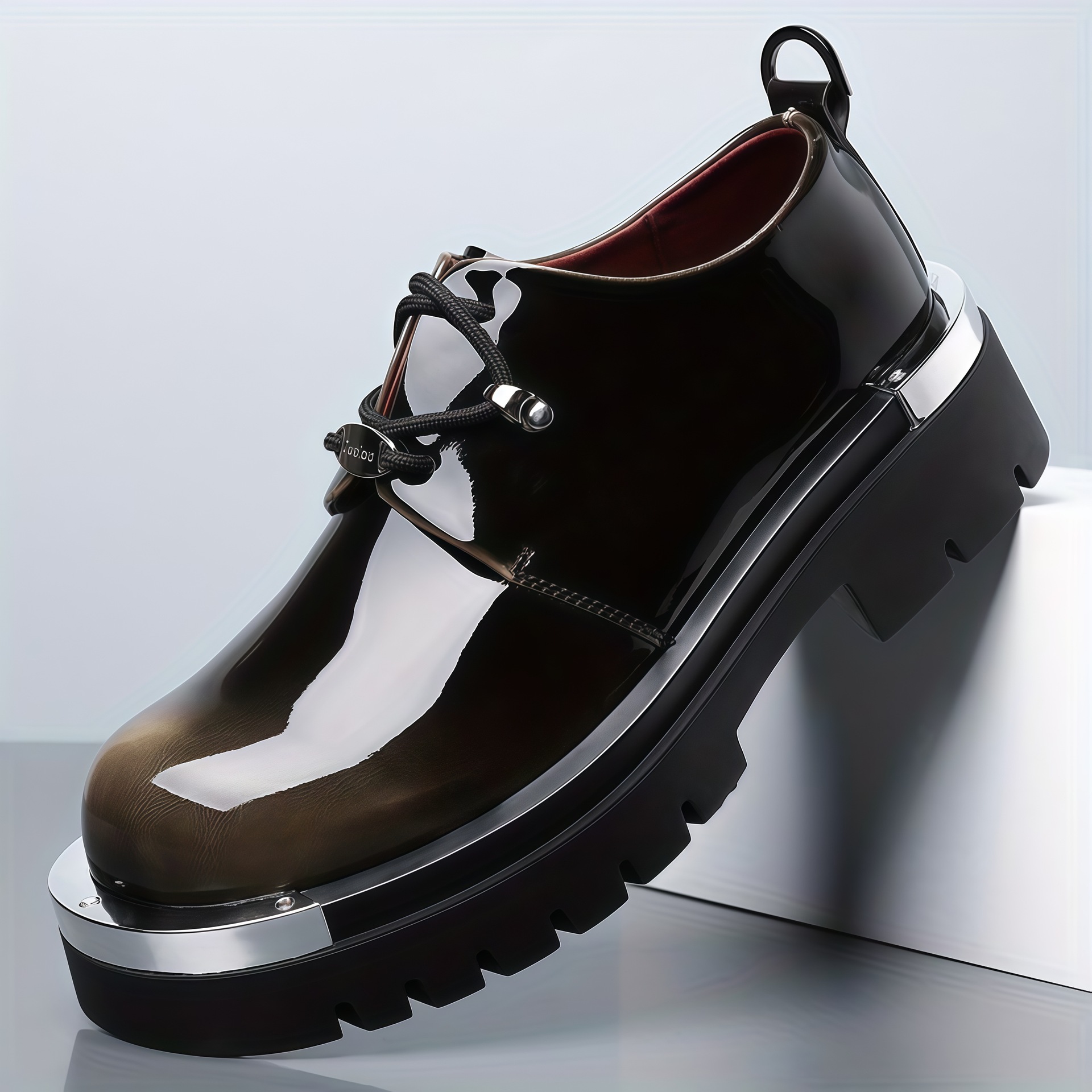Cross-Border Large Size Men's Leather Shoes, Thick-Soled Height-Increasing Leather Shoes, Shiny Derby Shoes, Wedding and Business Men's Shoes, Light Luxury and High-End Feel