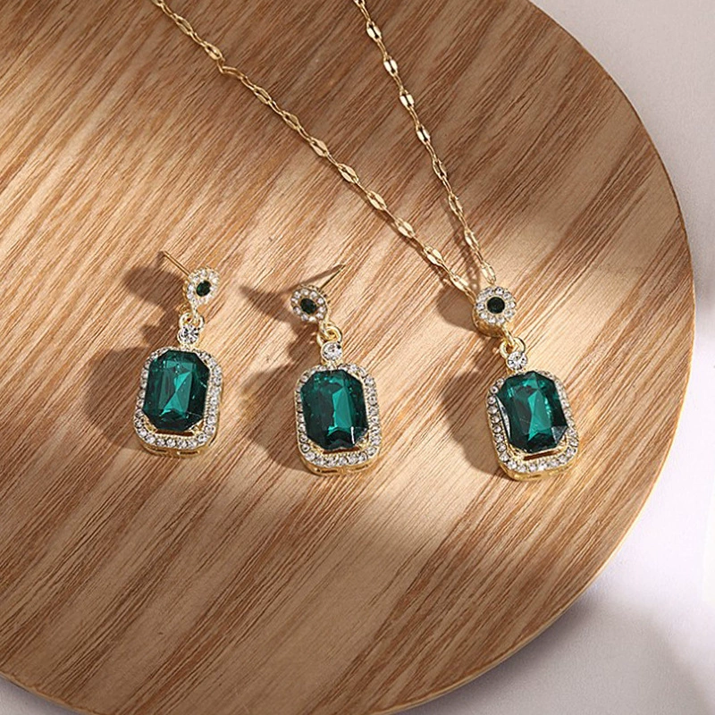 Серебряная игла, кристальное ожерелье, ожерелье и серьги, набор, серебро 925 образец