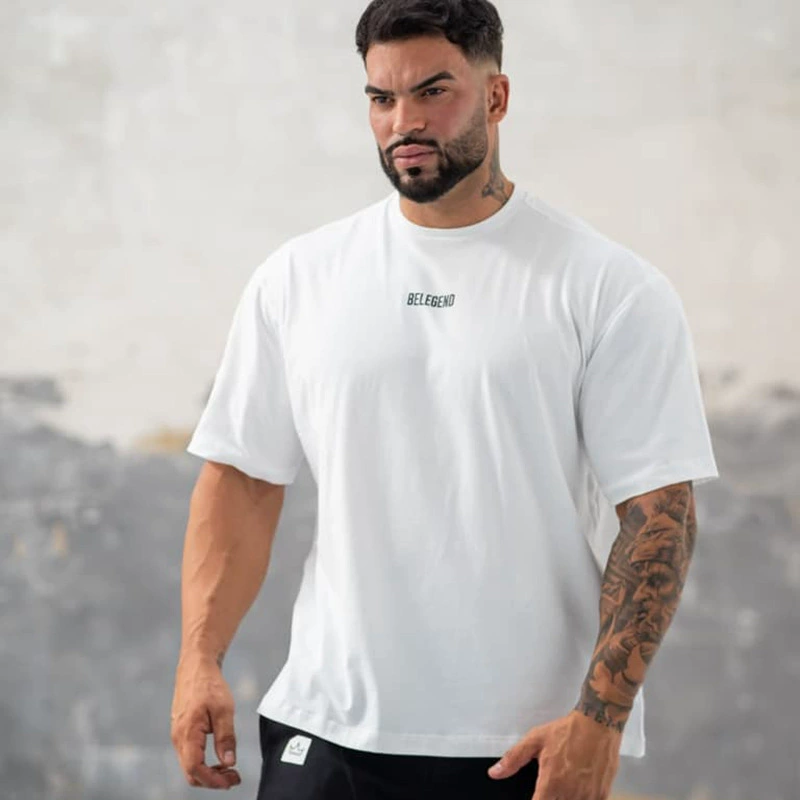 Brother, sports breathable solid T-shirt for gym for training for leisure, European style, round collar, oversize, with short sleeve