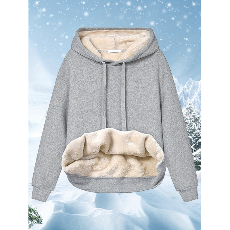 H 93123 Sherpa Fleece Hooded Sweatshirt Cross-Border New Arrival