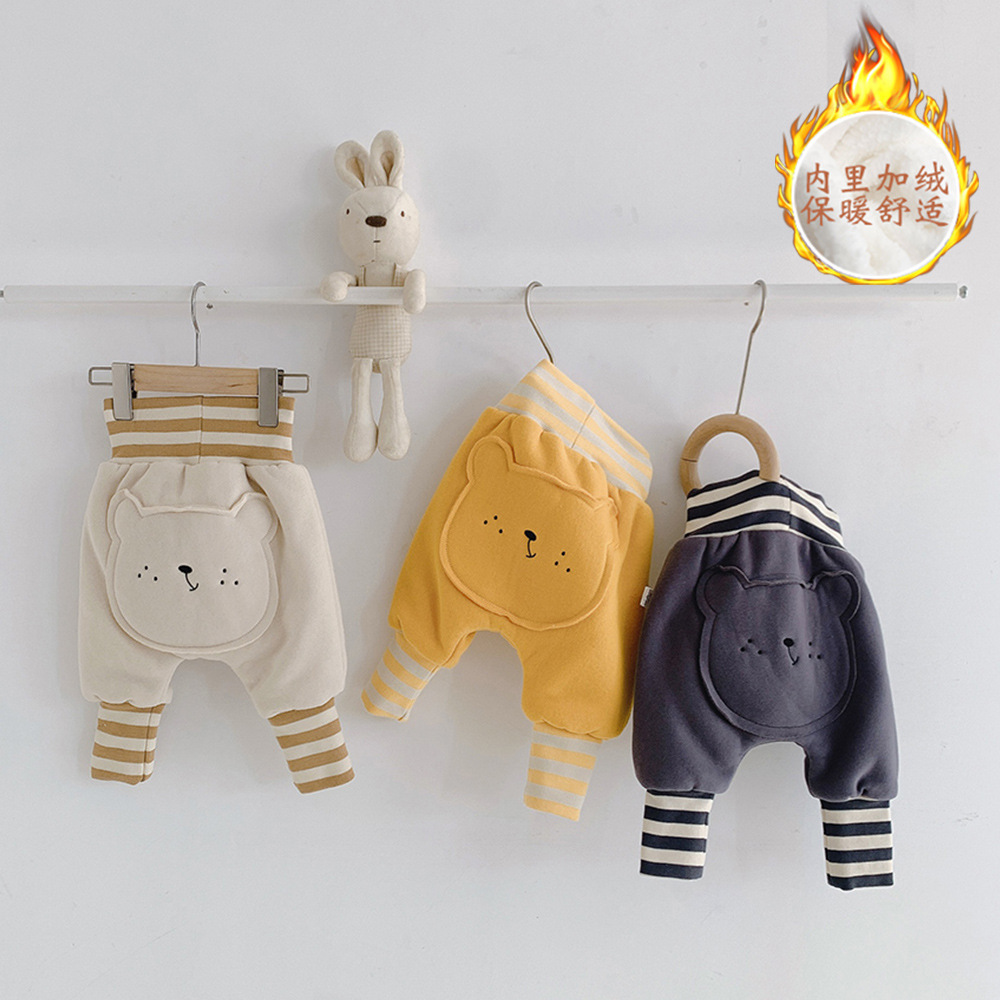 baby trousers Plush thickening Autumn and winter lovely Cartoon pp Exorcism baby keep warm Paige Ass pants