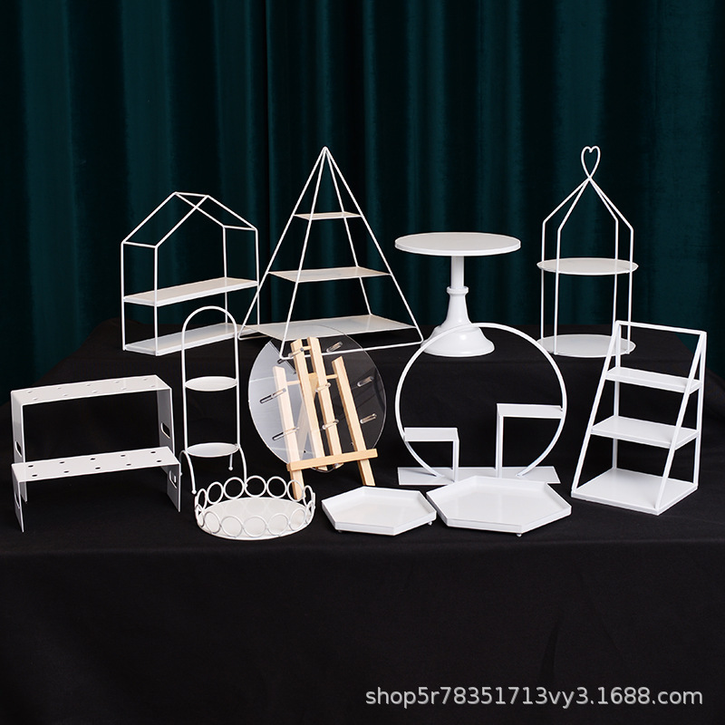 Hotel buffet estante de exhibición set de bandeja para café de la tarde estante de pastel estante de postre decoración de mesa de boda image 18