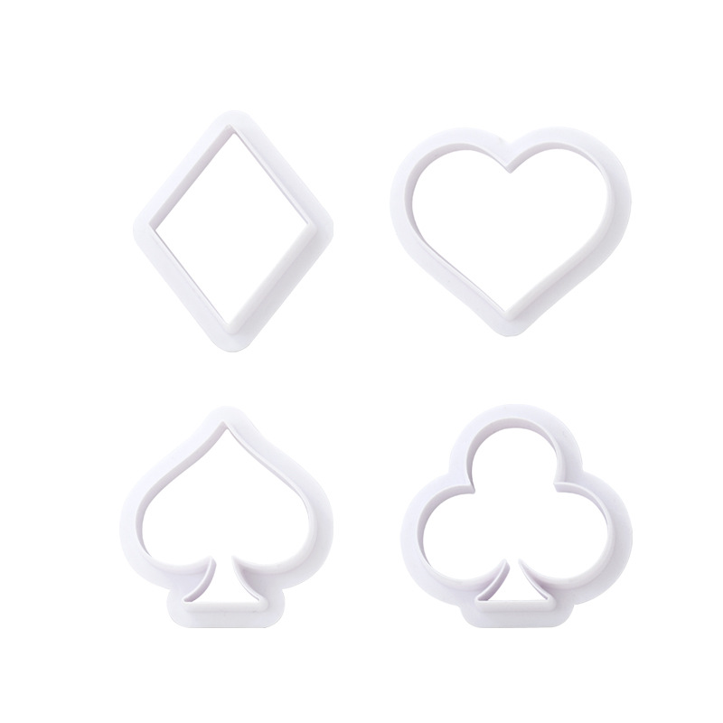 Nuevo 4 unids poker impresión en color molde de corte melocotón negro amor pastel galleta repujado DIY hornear suministros