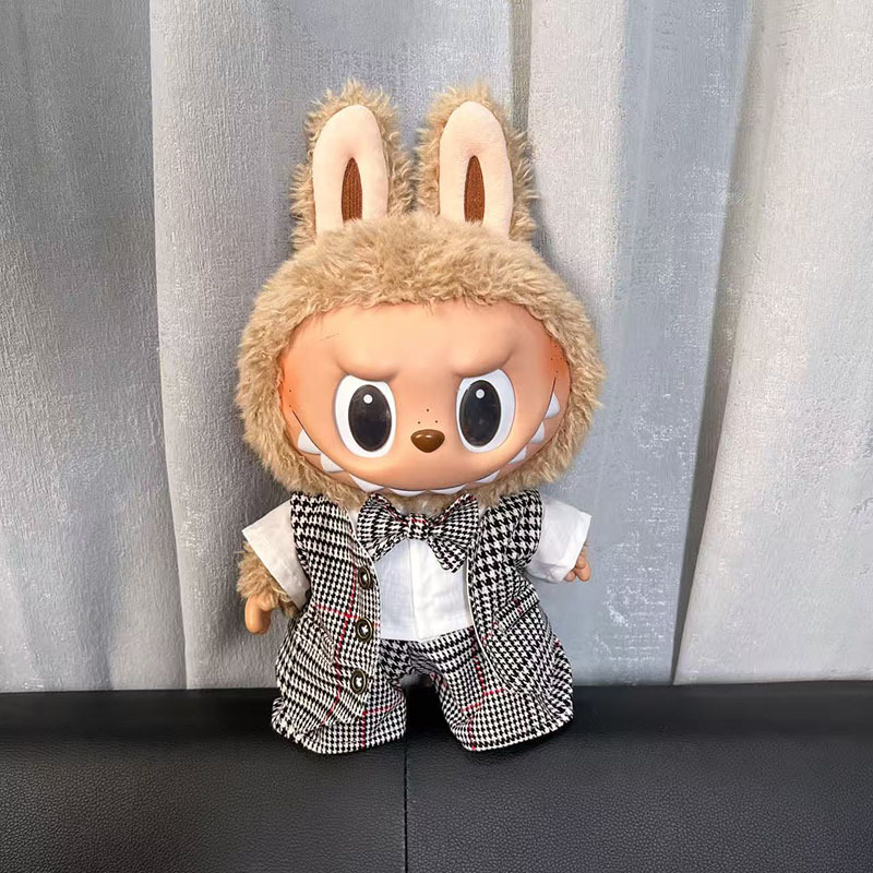 Ropa de muñeca de peluche de vinilo Labubu de 38cm para ropa de muñeca La Bu Time to Chill