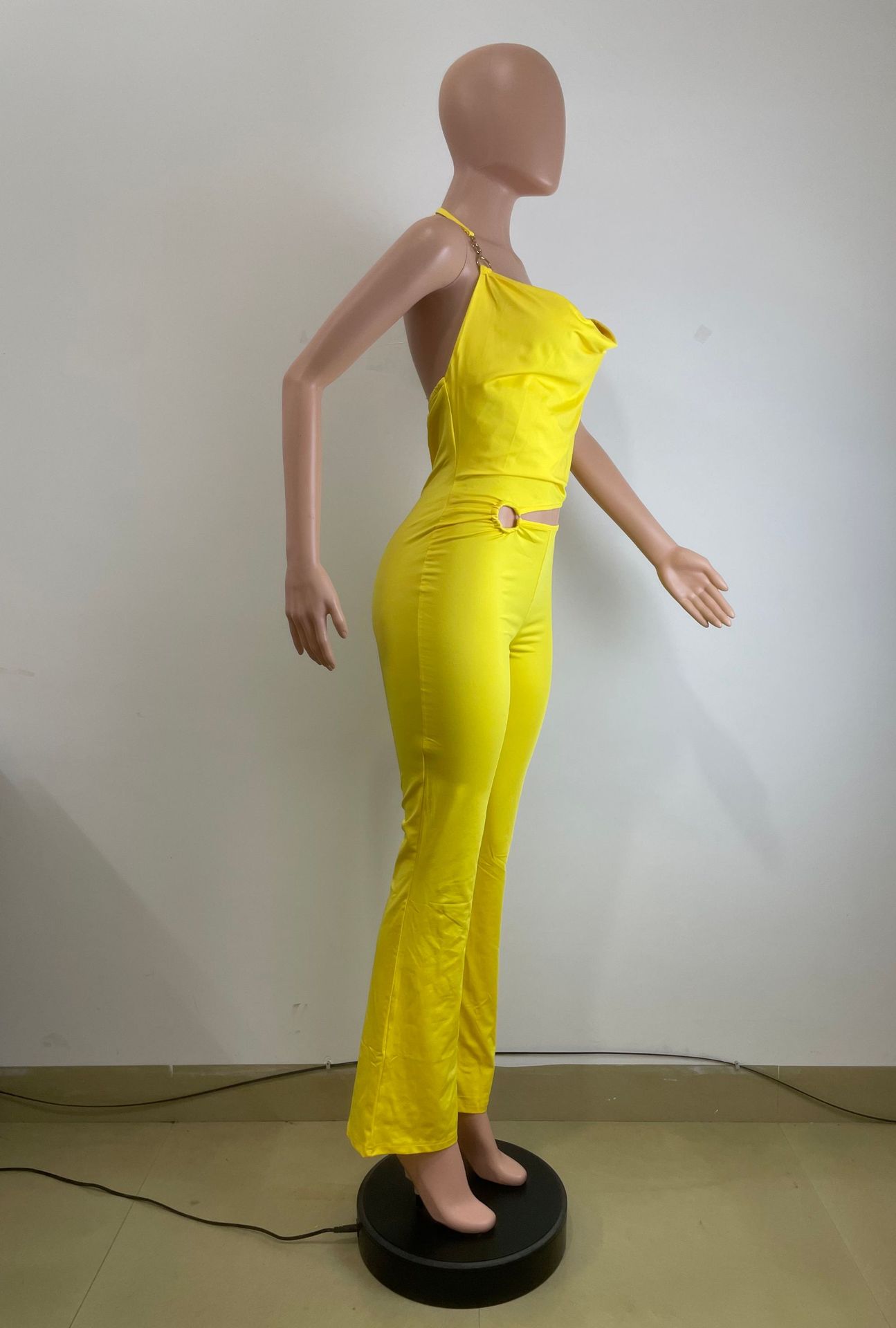 Women's Clothing Summer Halter Neck Jumpsuit Y6064 New European American Style Chic Hollow Out Suspender Vest For Women_ecoleips.com