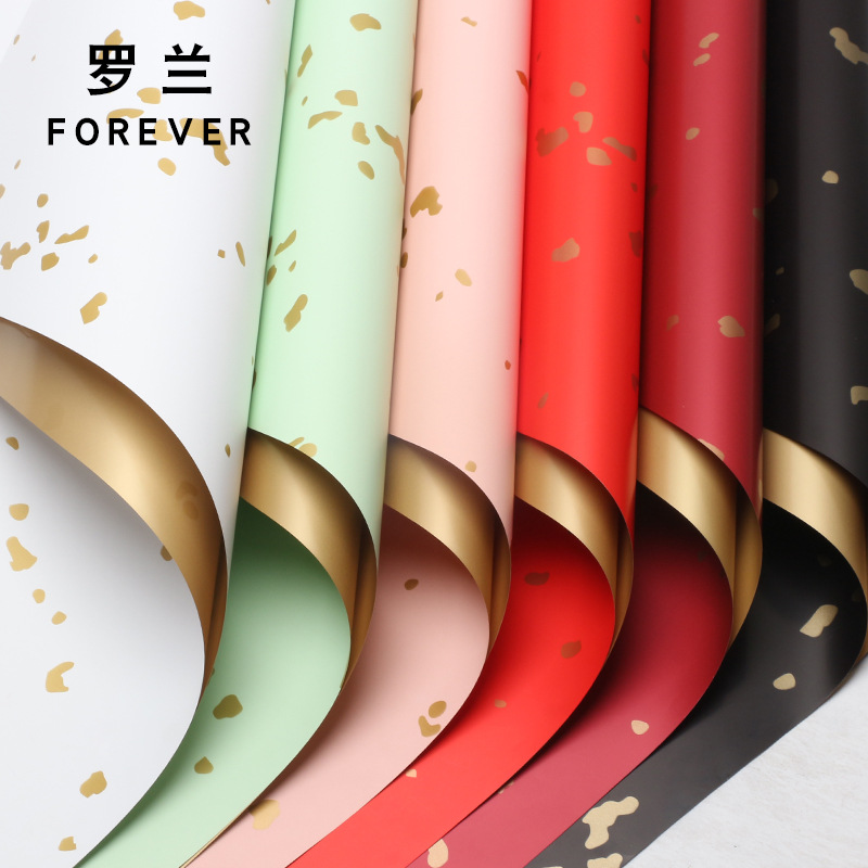 Roland Espolvorear papel dorado papel de embalaje de flores material impermeable y engrosado floristería de dos colores papel de embalaje de ramo de flores