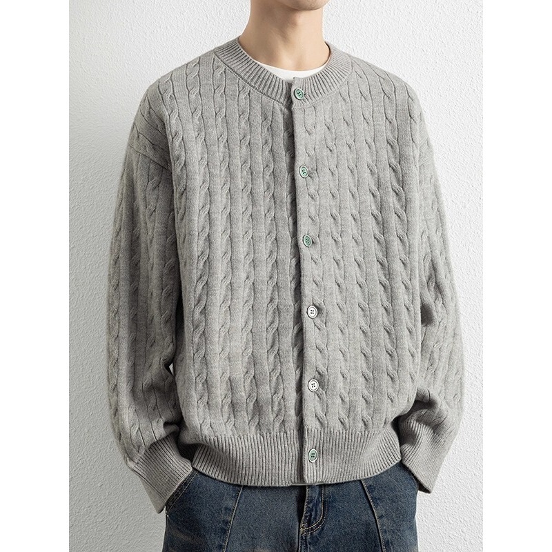 Autumn and Winter Casual Versatile Round Neck Knitted Cardigan Men's Trendy Tops Loose Plus Size Sweater Jacket Autumn and Winter Casual Versatile Round Neck Knitted Cardigan Men's Trendy Tops Loose Plus Size Sweater Jacket