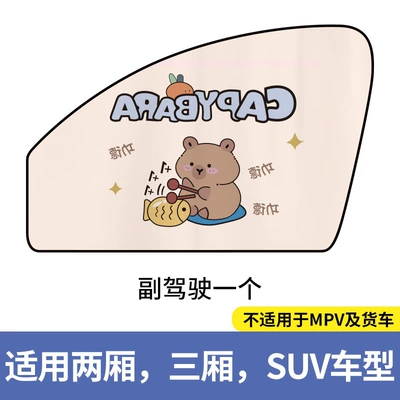 Car sunshade side curtain, sun: Car curtains - capibara-magnetic-attachment-passenger-side