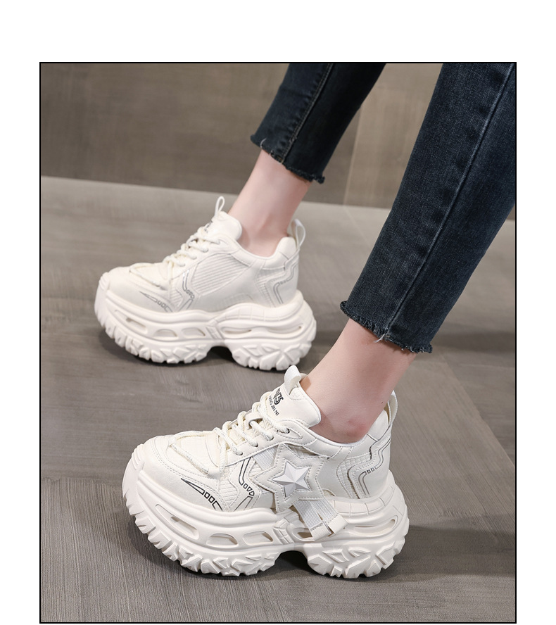 Giày sneaker chunky đế dày tăng chiều cao nữ, đế 9cm — đen chi tiết 14