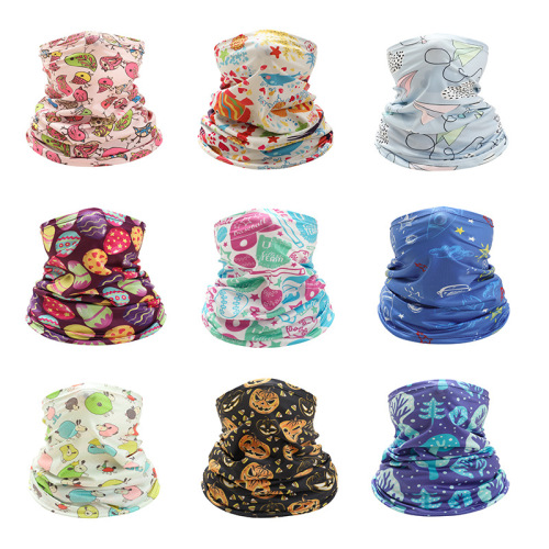 Summer ice silk children's scarf outdoor cycling children's neck scarf cross-border cartoon print sun protection children's mask