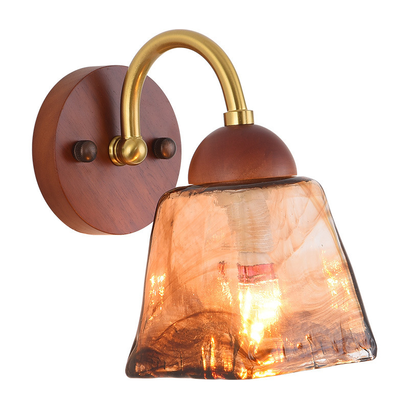 Lámparas de pasillo de nuez dormitorio de estilo americano lámparas de pared vintage cabeza de cama de melocotón lámparas de color Lade lámparas de color