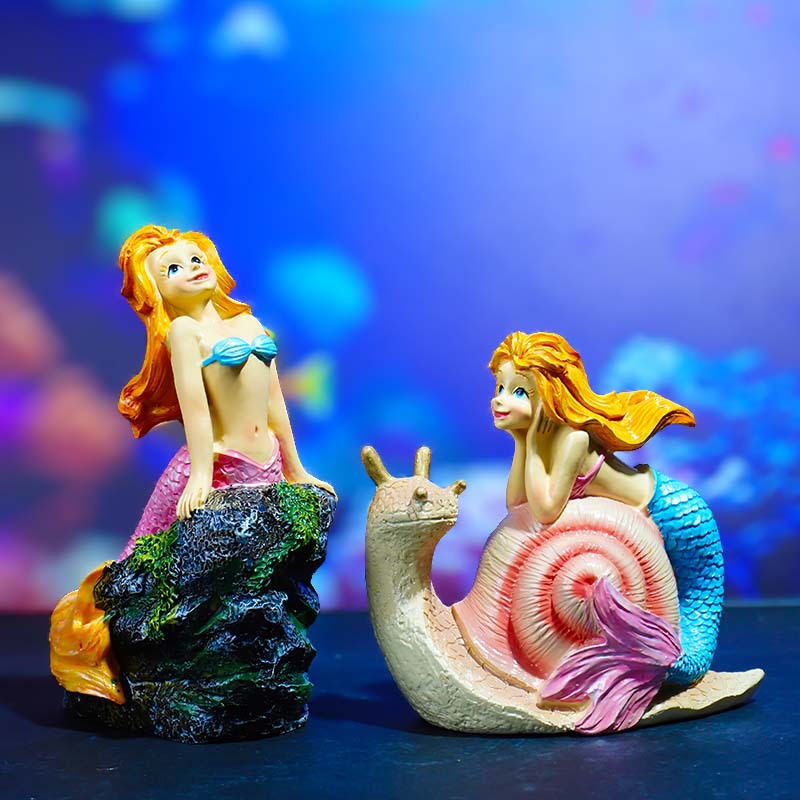 Decoración de peceras, decoración de acuarios, decoración de microescenas, playa, sirena, arrecife, princesa caracol al por mayor