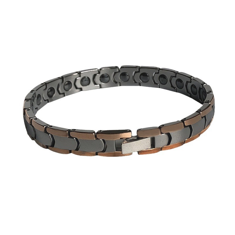 Japonés y coreano transfronterizo en stock joyería al por mayor de acero de tungsteno electrochapado oro rosa magnética impermeable pulsera deportiva para niños y niñas