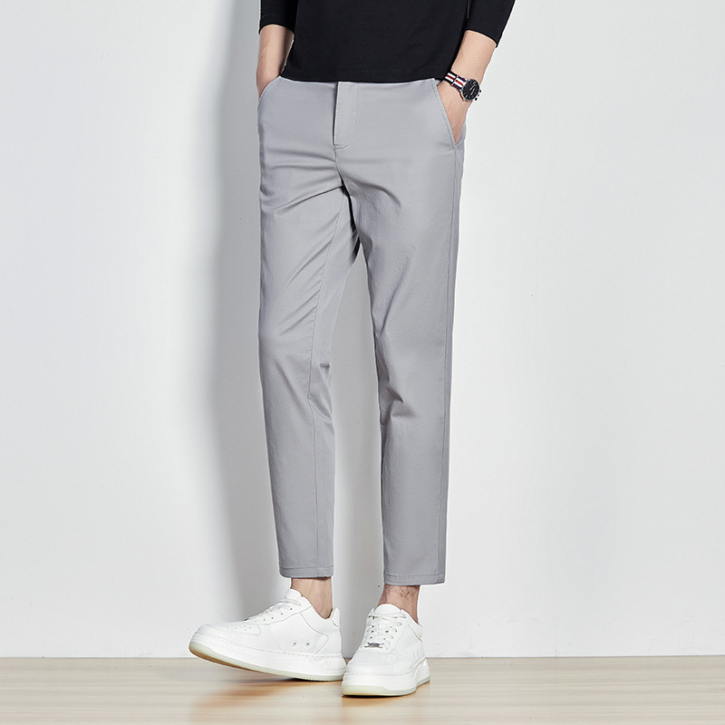 Pants Men's Summer Men's Thin Pants Cropped Straight Loose Men's Pants Men's Casual Pants Western Pants Business Trend