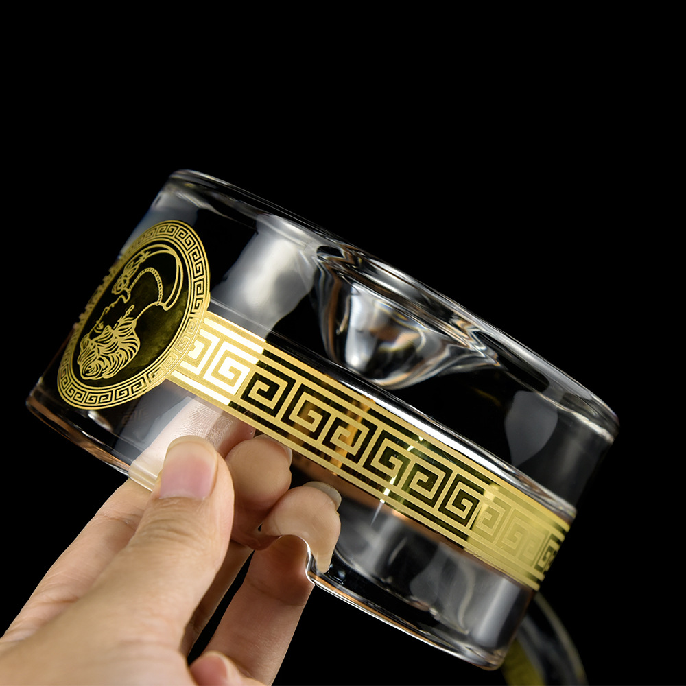 伊丽莎白描金烟灰缸 水晶玻璃创意烟灰缸家居办公室摆件 送礼礼品