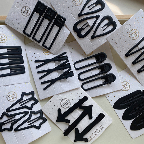 3-piece set of black simple frosted hair clips for summer broken hair bangs hair clips forehead side clips headwear bb clips for women