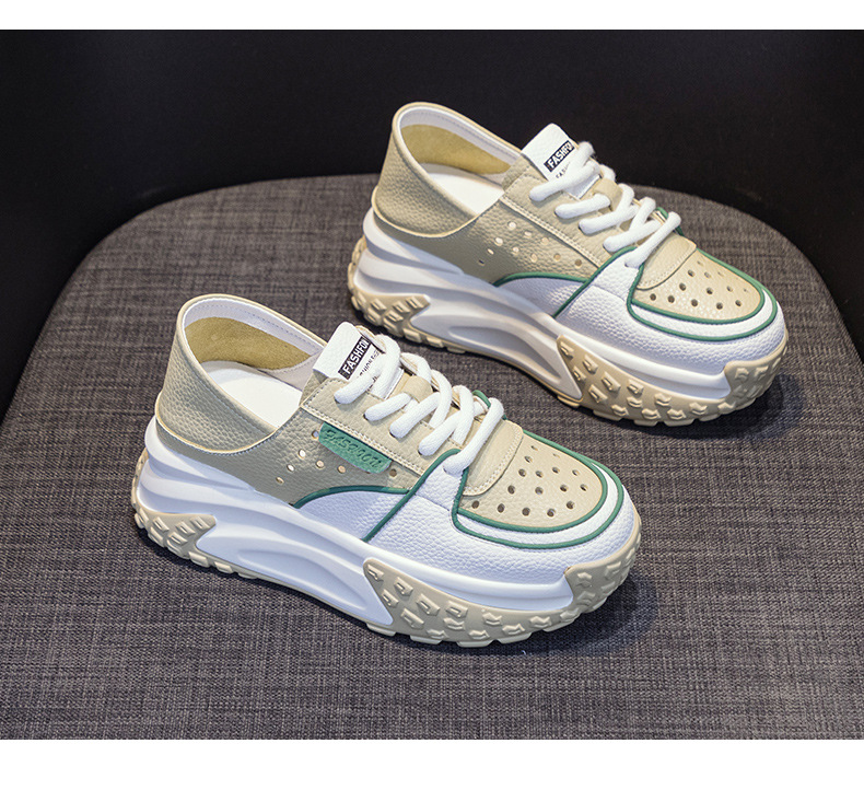 Giày sneaker nữ da thật đế dày phong cách thể thao tăng chiều cao, có thể xỏ như dép, mẫu hè 2026 — M2328 màu tím, M2328 màu đen, M2328 Màu Đỏ, M2328 màu xanh lá chi tiết 28
