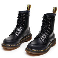 8孔高帮1460工装马丁靴女拼接硬皮短靴男光面真皮靴子圆头机车鞋
